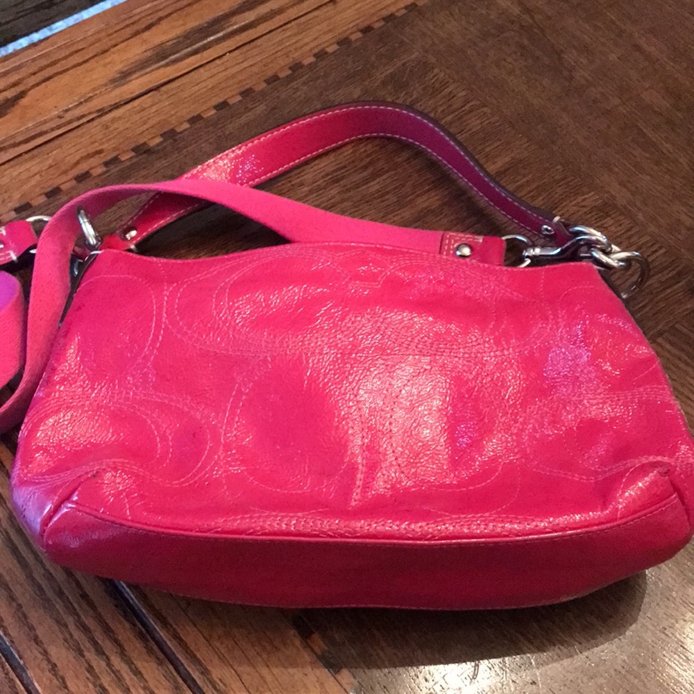 Patent Leather Pink Coach Convertible Bag - Picture 3 of 9